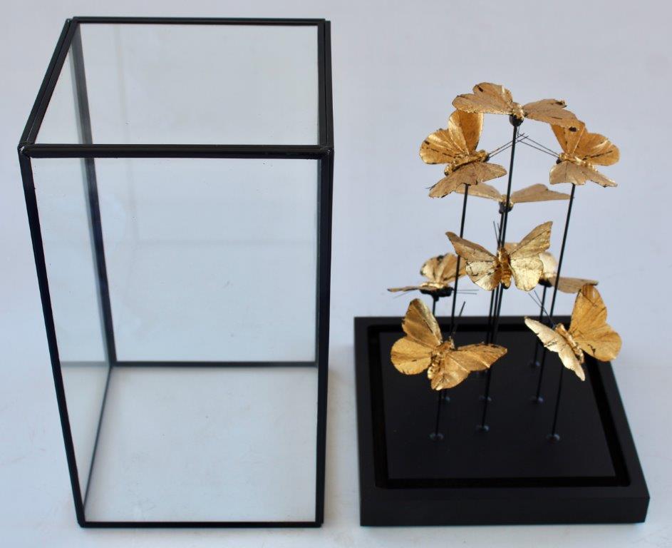 Square Glass Box Gold Butterflies